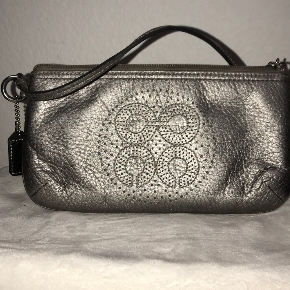 Gray Coach wristlet